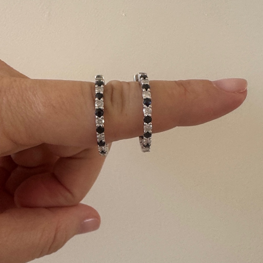 Elegant Diamond and Sapphire Hoop Earrings